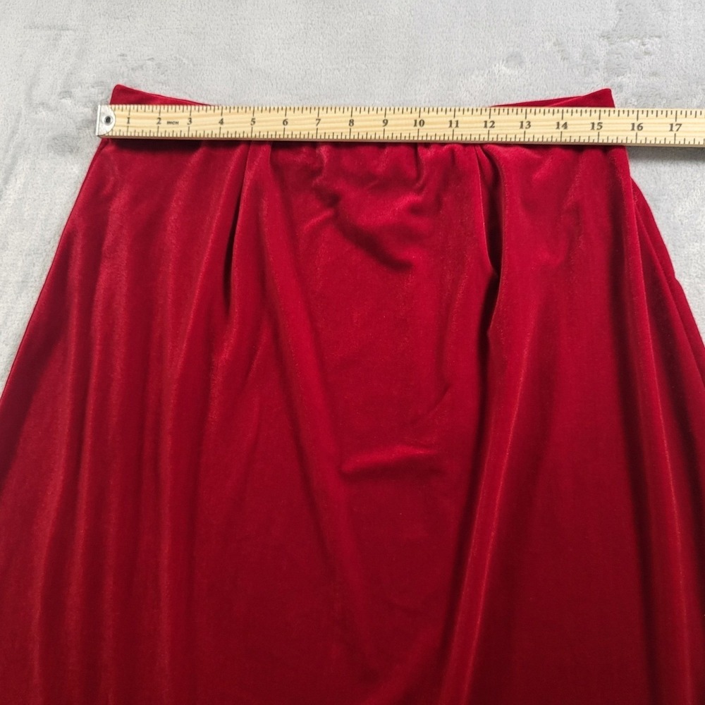 Jaclyn Smith Womens L Velvet Maxi Skirt Red Christmas Holiday Old Money Modest - Picture 3 of 8